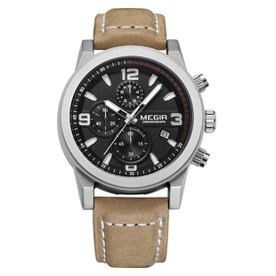 美格尔男士手表潮流特种兵军表真皮运动学生防水夜光男表十大品牌