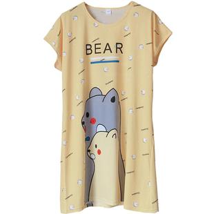 睡裙女秋学生可爱睡衣女冬季韩版宽松中长款卡通大码家居服可外穿