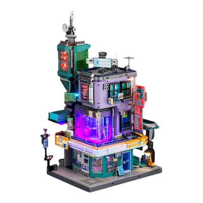 Lumibricks灯搭赛博朋克系列黑客侦探社街景积木玩具拼搭桌面礼物