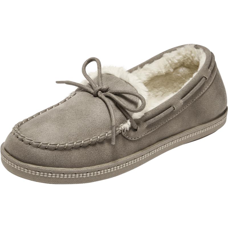 斯凯奇奶贝鞋|冬季女鞋软底豆豆鞋加绒保暖毛毛鞋乐福鞋平底单鞋