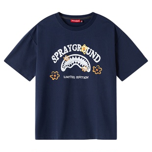 SprayGround鲨鱼嘴有钱花T恤男2025夏日凉感宽松情侣半袖短袖上衣