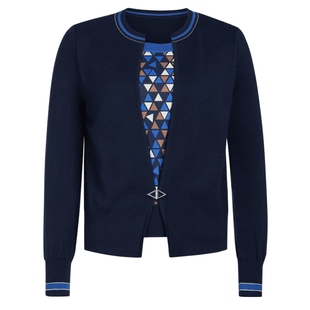 NAERSI娜尔思开衫假两件一衣两穿结构拼接装饰羊毛针织衫冬装毛衣