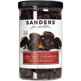 美国Sanders桑德尔焦糖海盐黑巧克力丝滑咸香大罐零食糖果1020克