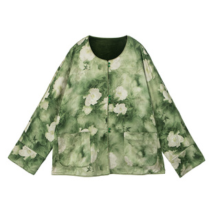 【两面穿】美丽客栈新中式丝绒外套2025冬新款国风人丝提花上衣女