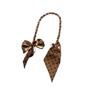 适用lv老花斜挎肩带配件金属链条咖啡色丝巾穿细链条棕色包带替换