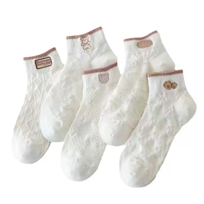 袜子【20双装】白色女士短袜春夏季薄款透气可爱日系低帮船袜