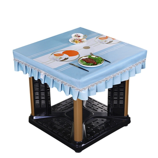 餐桌垫轻奢电炉罩桌布免洗防油防水pvc茶几桌垫四方印花烤火罩套