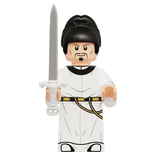 中国积木唐朝李白人仔古代重甲士兵军团李白拼插积木人仔益智模型