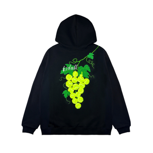 KZDALL原创设计葡萄网球毛巾绣连帽卫衣秋冬美式街头宽松休闲男女