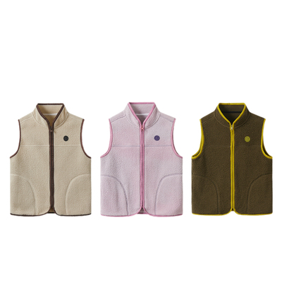 EAYAKIDS【暖暖拥抱】撞色双面绒抗静电摇粒绒立领马甲外套