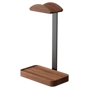 头戴式耳机支架创意耳机架托实木铝合金电脑耳机挂架桌面收纳电竞游戏耳麦放置架子胡桃木金属悬挂耳机置物架