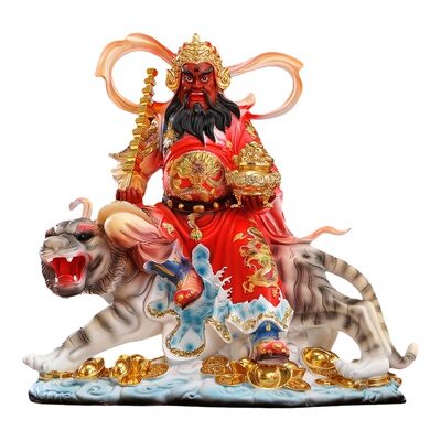 骑虎赵公明神像家用供奉武财神像