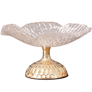 轻奢高档北欧水晶玻璃水果盘客厅茶几家用精致高级艺术感装饰摆件