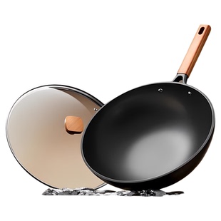 极铁锅免开锅铁锅精铁无涂层小铁锅氮化防锈一人食炒菜锅电磁炉燃