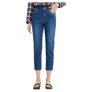 波顿女2025春夏新款高腰小直筒七分冰氧吧牛仔裤高端美式休闲短裤