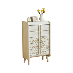 田园复古实木斗柜客厅靠墙抽屉式小柜子卧室收纳储物柜奶油风立柜