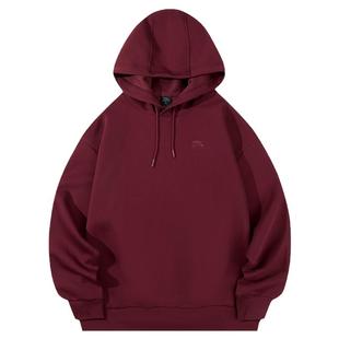 安踏卫衣男2026新款春秋季高端棉质连帽衫加厚酒红色潮流内搭衣服