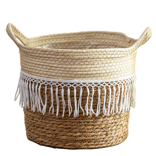 藤编草编编织花篮竹编绿植盆栽落地草编筐植物花盆编织篮子装饰套