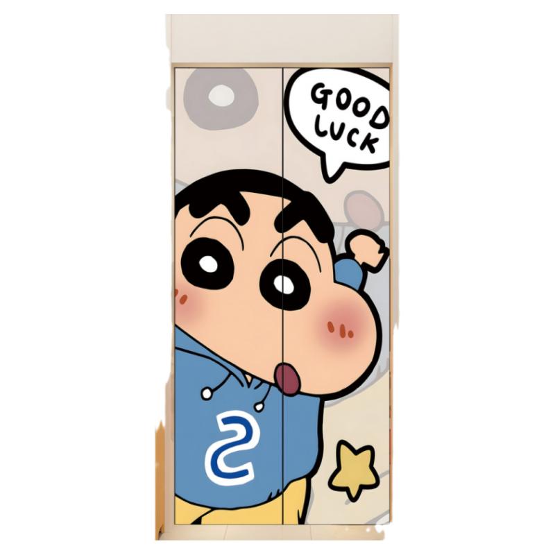 蜡笔小新电梯门贴纸入户电梯厅装饰贴画一梯一户门口布置卡通创意