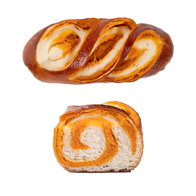 番茄肉松碱水面包    德式碱水面包肉松面包有韧劲健康营养早餐包