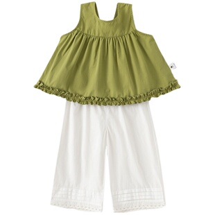 INSbobo女童花边背心两件套时尚清新女宝夏装套装2026新款洋气潮