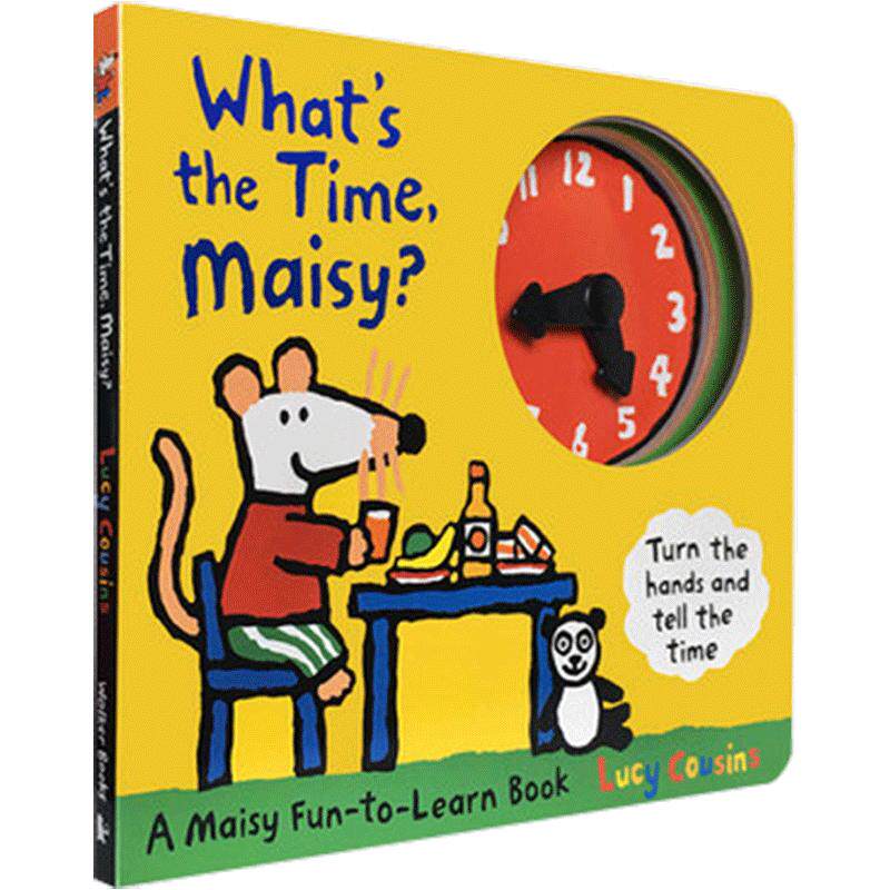 英文原版进口小鼠波波时钟书What's the Time, Maisy? 现在几点了,梅西?认识时间表达儿童低幼早教启蒙英语纸板书2-6-8岁