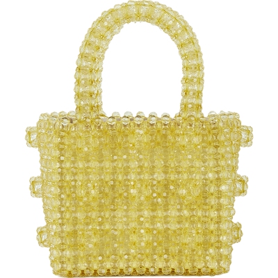【礼物】SHRIMPS 女复古时髦多巴胺黄色串珠手提包