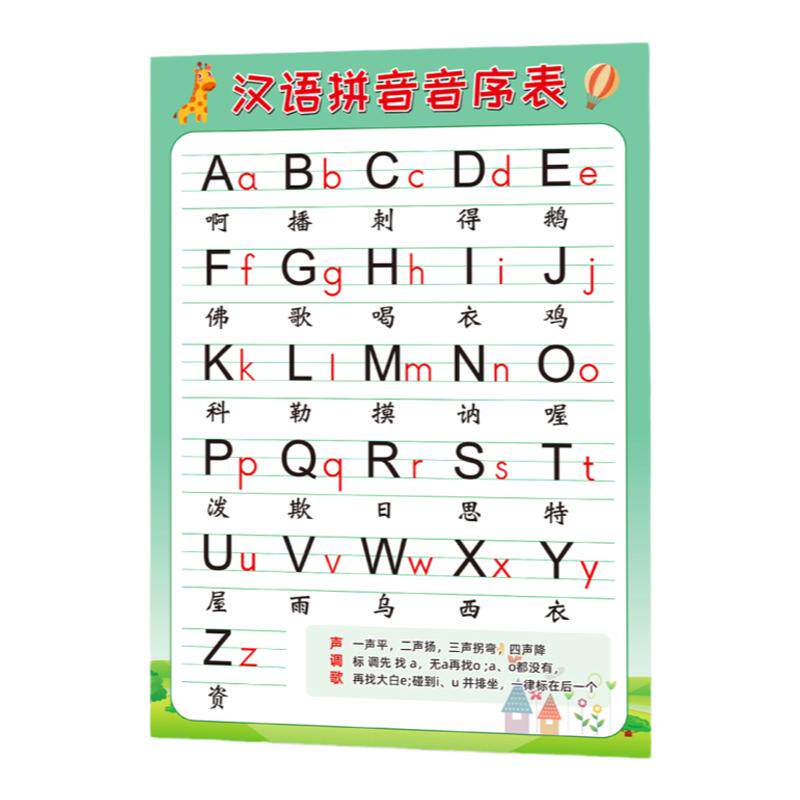 小学生一年级下汉语拼音音序字母表26个大小写啊播刺德挂图墙贴画
