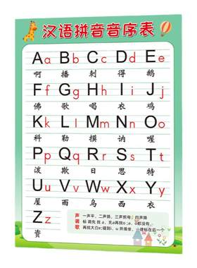 汉语拼音音序表带汉字标注贴画