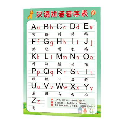 汉语拼音音序表带汉字标注贴画