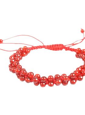 天然红玛瑙红绳水晶手链多层扭曲情侣款送女友闺蜜时尚饰品民族风