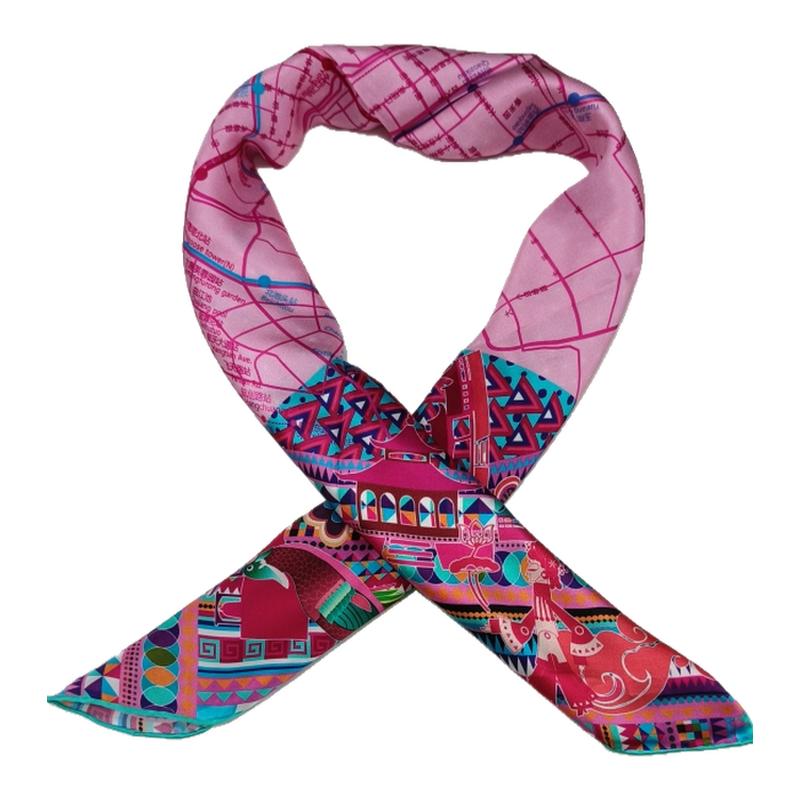 VIESCA真丝女士丝巾锦绣唐都西安地图图案丝巾民族风礼物