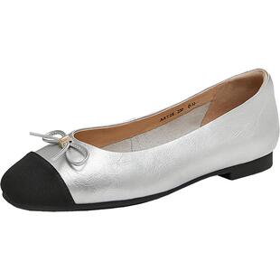 Bata浅口单鞋女春秋季新款小香风百搭软底舒适通勤单鞋ART28CQ4