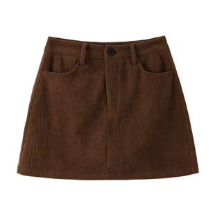 复古灯芯绒半身裙女26春新款韩版防走光小个子包臀裙高腰a字短裙