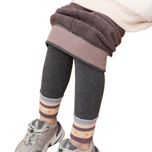 女童保暖裤加绒裤加厚打底裤儿童羊绒外穿棉裤秋冬宝宝高腰休闲裤