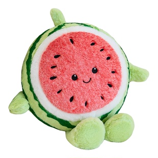 新潮可爱卡通毛绒西瓜抱枕靠垫儿童房间装饰玩偶绿色水果造型宿舍