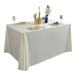 定制白色会议桌布长方形轻奢高级感酒店商务西餐厅甜品台缎面台布