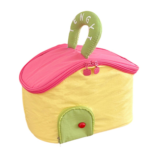 多巴胺撞色化妆包大容量女性小屋收纳包旅行便携手提洗漱包小房子