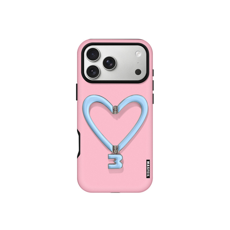 MASFEIL × 爱心支架适用苹果17Promax手机壳新款Lo4全包简约菲林iPhone17Pro套高级感ip17pm网红好看创意女