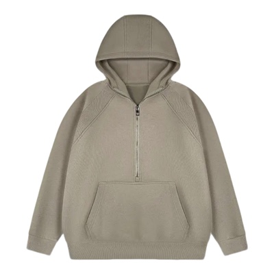 重磅加绒保暖半拉链连帽卫衣