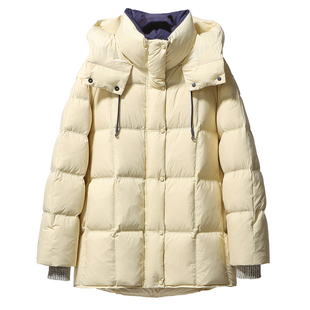 宽松羽绒服女中长款加厚2025冬季新款韩版方块豆腐块泡芙外套连帽