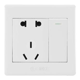 86型国际电工工程款开关插座白色面板5五孔插板带一开双控16A三孔