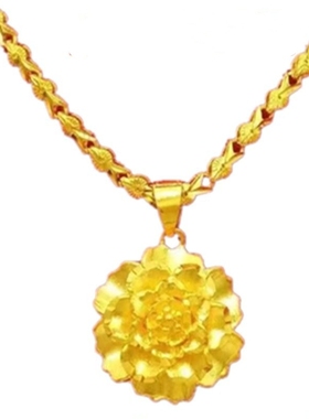 【抢购】项链女吊坠纯沙金爱心久不掉色玫瑰花水滴镀金色锁骨夏款