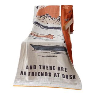 纯棉浴巾四层纱布成人露营小毯子全棉加大款洗澡裹巾柔软沙滩毛巾