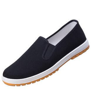 正品3520老北京布鞋男款一脚蹬中老年爸爸休闲防滑耐磨千层底布鞋