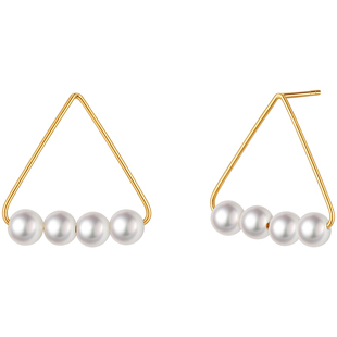 DOHX 淡水珍珠耳钉18K金三角淡水珍珠耳饰创意首饰小众设计耳钉女
