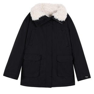 pusumede 露思同款 高级毛绒大翻领派克棉服女中长款保暖工装外套