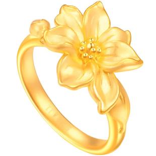 情人节TSL谢瑞麟玉兰花系列黄金戒指女款足金婚嫁XJ819