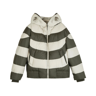 速写男装奥莱outlets冬折扣羽绒服外套撞色条纹连帽保暖9MBC11290