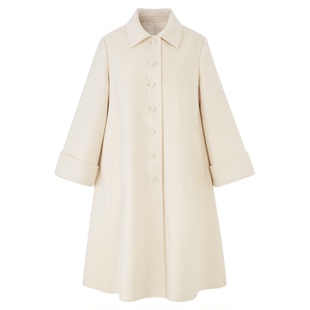 银河万岁“冬天在调皮”100%天然羊毛毛呢斗篷外套优雅翻领大衣女